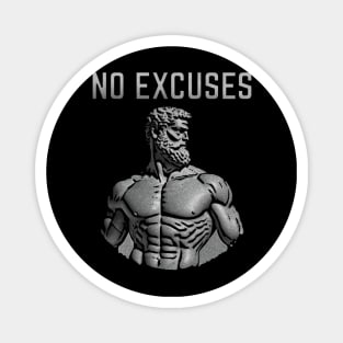 No Excuses - Gym Quote With Greek Statue Style Physique Magnet